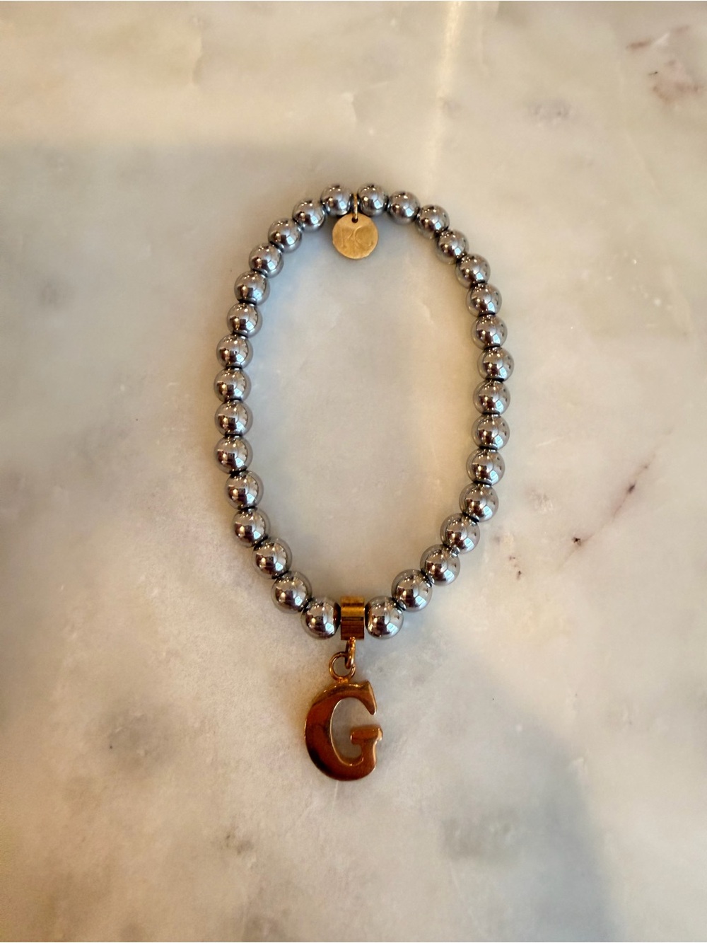 Rustic Cuff Gold Letter G Charm Bracelet - Women's Beaded Bracelet
